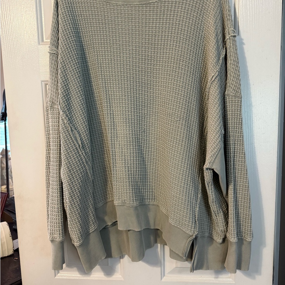 American Eagle Cozy Waffle Knit Sweater - Green.